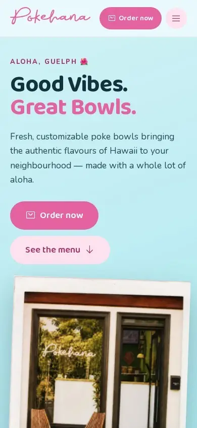 Pokehana website on mobile